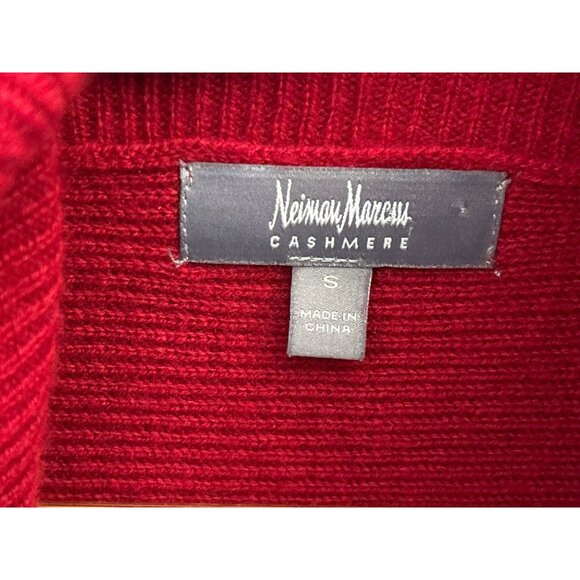 Neiman Marcus Cashmere Red Waterfall Open Front Cardigan Small Luxury Knit Small - Picture 2 of 3